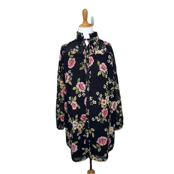 Yumi Kim Dresses & Skirts - Anthropologie Yumi Kimi Deep Love Black Astoria Flora tunic mini dress Sz Large